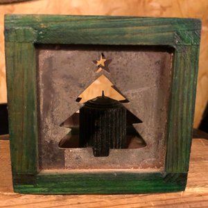 Christmas Tree Candle Holder With Candle